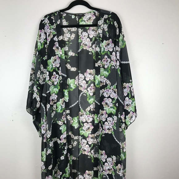 curvy Sense Tops - Curvy Sense Floral Kimono Sz 2X